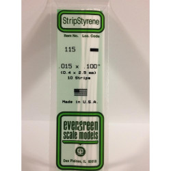 Evergreen 115 - 0.015" x 0.1" Polystyrene Strips 14"/35cm 10pcs