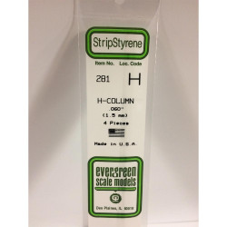 Evergreen 281 - 0.06"/1.5mm Polystyrene H-Columns 14"/35cm 4 pcs