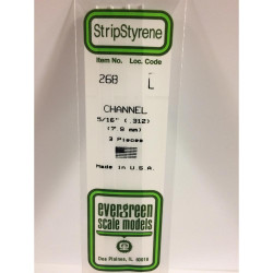 Evergreen 268 - 0.312"/7.9mm Polystyrene Channels 14"/35cm 3 pcs