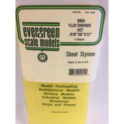 Evergreen 9904 Polystyrene 0.01" Yellow Transparent Sheets x2 6" x 12"