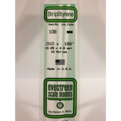 Evergreen 108 - 0.01" x 0.188" Polystyrene Strips 14"/35cm 10pcs