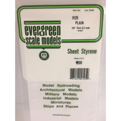 Evergreen 9125 Polystyrene 0.125" Plain White Sheet 6" x 12"