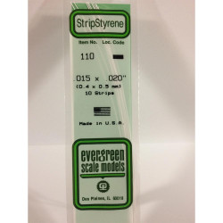 Evergreen 110 - 0.015" x 0.02" Polystyrene Strips 14"/35cm 10pcs