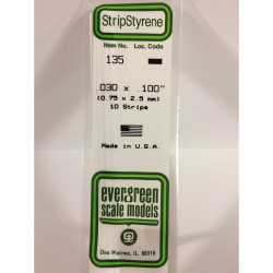 Evergreen 135 - 0.03" x 0.1" Polystyrene Strips 14"/35cm 10pcs