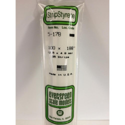 Evergreen 178 - 0.1" x 0.188" Polystyrene Strips 14"/35cm 10pcs