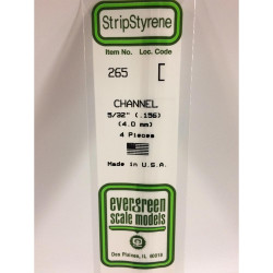 Evergreen 265 - 0.156"/3.2mm Polystyrene Channels 14"/35cm 4 pcs