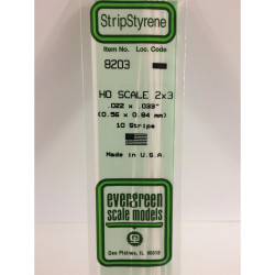 Evergreen 8203 - 0.022" x 0.033" Polystyrene HO-Scale Strips 14"/35cm 10pcs
