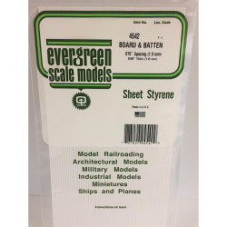 Evergreen 4542 - 0.075" Polystyrene Board & Batten Siding Sheet 6" x 12"