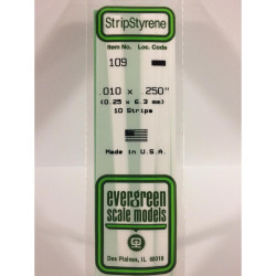 Evergreen 109 - 0.01" x 0.25" Polystyrene Strips 14"/35cm 10pcs