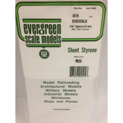 Evergreen 4515 - 3/16" x 3/16" Polystyrene Sidewalk Pavement Sheet 6" x 12"