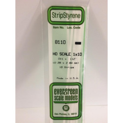 Evergreen 8110 - 0.011" x 0.112" Polystyrene HO-Scale Strips 14"/35cm 10pcs