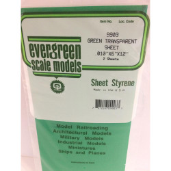 Evergreen 9903 Polystyrene 0.01" Green Transparent Sheets x2 6" x 12"