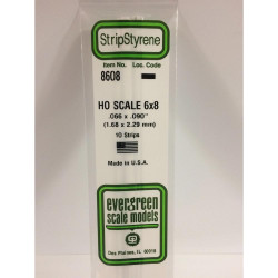 Evergreen 8608 - 0.066" x 0.090" Polystyrene HO-Scale Strips 14"/35cm 10pcs