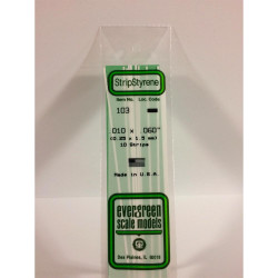 Evergreen 103 - 0.01" x 0.06" Polystyrene Strips 14"/35cm 10pcs