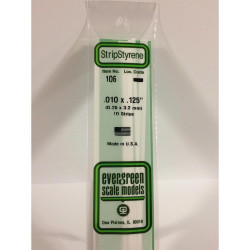 Evergreen 106 - 0.01" x 0.125" Polystyrene Strips 14"/35cm 10pcs