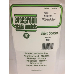 Evergreen 4030 - 0.030" Polystyrene V Groove Siding Sheet 6" x 12"