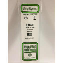 Evergreen 275 - 0.156"/4.0mm Polystyrene I-Beams 14"/35cm 3 pcs