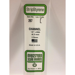Evergreen 267 - 0.25"/6.3mm Polystyrene Channels 14"/35cm 3 pcs