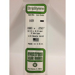 Evergreen 169 - 0.08" x 0.25" Polystyrene Strips 14"/35cm 10pcs