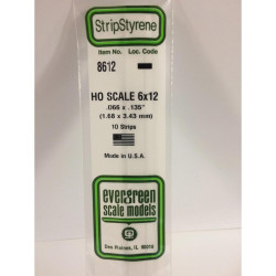 Evergreen 8612 - 0.066" x 0.135" Polystyrene HO-Scale Strips 14"/35cm 10pcs