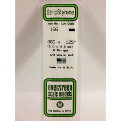 Evergreen 166 - 0.08" x 0.125" Polystyrene Strips 14"/35cm 10pcs