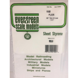 Evergreen 9100 Polystyrene 0.10" Plain White Sheet 6" x 12"