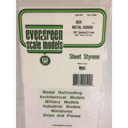 Evergreen 4529 - 0.10" Polystyrene Corrugated Siding Sheet 6" x 12"