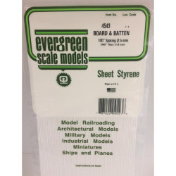 Evergreen 4543 - 0.100" Polystyrene Board & Batten Siding Sheet 6" x 12"