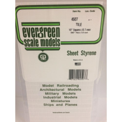 Evergreen 4507 - 1/2" x 1/2" Polystyrene Square Tile Sheet 6" x 12"