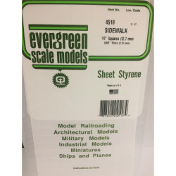 Evergreen 4518 - 1/2" x 1/2" Polystyrene Sidewalk Pavement Sheet 6" x 12"