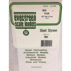 Evergreen 9040 Polystyrene 0.04" Plain White Sheets x2 6" x 12"