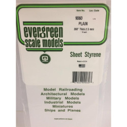 Evergreen 9060 Polystyrene 0.06" Plain White Sheet 6" x 12"