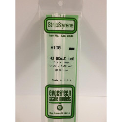 Evergreen 8108 - 0.011" x 0.09" Polystyrene HO-Scale Strips 14"/35cm 10pcs