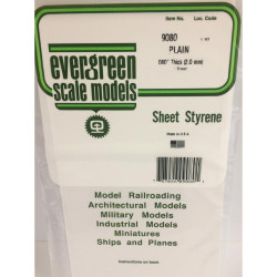 Evergreen 9080 Polystyrene 0.08" Plain White Sheet 6" x 12"