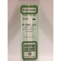 Evergreen 8112 - 0.011" x 0.135" Polystyrene HO-Scale Strips 14"/35cm 10pcs