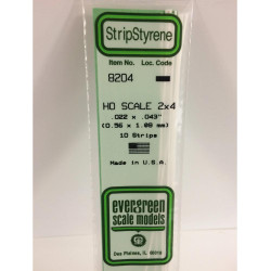 Evergreen 8204 - 0.022" x 0.043" Polystyrene HO-Scale Strips 14"/35cm 10pcs