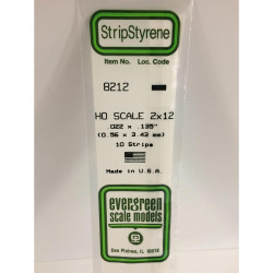Evergreen 8212 - 0.022" x 0.135" Polystyrene HO-Scale Strips 14"/35cm 10pcs