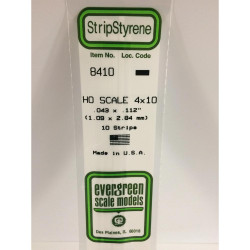 Evergreen 8410 - 0.043" x 0.112" Polystyrene HO-Scale Strips 14"/35cm 10pcs