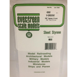 Evergreen 4060 - 0.060" Polystyrene V Groove Siding Sheet 6" x 12"