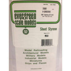 Evergreen 2080 - 0.080" Polystyrene V Groove Siding Sheet 6" x 12"