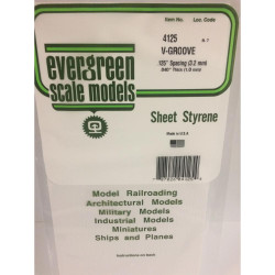 Evergreen 4125 - 0.125" Polystyrene V Groove Siding Sheet 6" x 12"