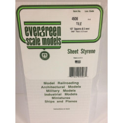 Evergreen 4506 - 1/3" x 1/3" Polystyrene Square Tile Sheet 6" x 12"