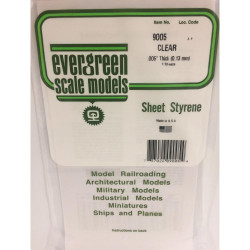 Evergreen 9005 Polystyrene 0.005" Clear Transparent Sheets x3 6" x 12"