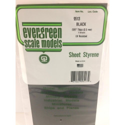 Evergreen 9513 Polystyrene 0.02" Opaque Black Sheets x3 6" x 12"
