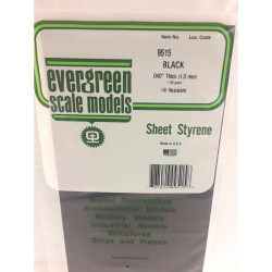 Evergreen 9515 Polystyrene 0.04" Opaque Black Sheets x2 6" x 12"