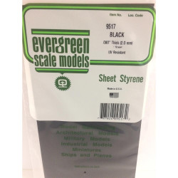 Evergreen 9517 Polystyrene 0.08" Opaque Black Sheet x1 6" x 12"