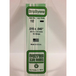 Evergreen 112 - 0.015" x 0.04" Polystyrene Strips 14"/35cm 10pcs