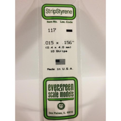 Evergreen 117 - 0.015" x 0.156" Polystyrene Strips 14"/35cm 10pcs