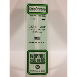 Evergreen 121 - 0.02" x 0.03" Polystyrene Strips 14"/35cm 10pcs