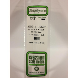 Evergreen 123 - 0.02" x 0.06" Polystyrene Strips 14"/35cm 10pcs